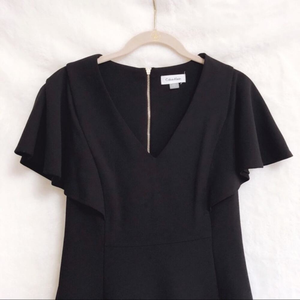 Calvin Klein Black Short Sleeve Fit & Flare Dress - Picture 5 of 8
